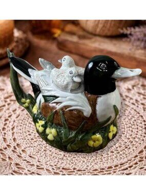 Crown Dorset Duck Teapot with Ducklings Vintage English Pottery Hand Painted Ani